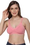 Intimacy Nursing Maternity Feeding Bra with Front Opening and Adjustable Straps Seamless Non-Wired Non-Padded Medium Coverage Comfortable Support Bra for Women Pink