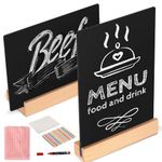 Desi Rang 2 Pcs Small Chalkboard Signs with Stand 5x6 Inch Wooden Table Top Chalk Board Message Menu Display 2 Side 2 Angle 2 Style Placement for Cafe Restaurant Shop Hotel Office Party Décor Supply