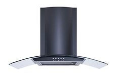 Winflo 30 In. Convertible Wall Mount Range Hood in Black with Mesh Filters and Push Button Control