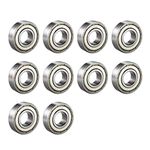 ZUBSHA 605ZZ/10PICS Deep Groove Ball Bearing Double Shield 605-ZZ, 5mm x 14mm x 5mm Chrome Steel Bearings