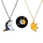 FNAF Sun & Moon Friendship Necklace - 5 Night Freddy Fazbear Chain - FNAF Costume Gift for Kids Men Women and Fans, one size, Alloy Steel, No Gemstone