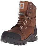 Carhartt mens 8" Rugged Flex Insulated Waterproof Breathable Safety Toe Leather Work Boot Cmf8389 Construction Shoe, Brown, 10.5 Wide US