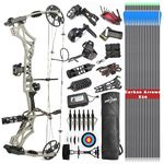 surwolf Compound Bow Kit, Hunting and Target, Limb Made in USA,Draw Weight 30-70 lbs Adjustable, Draw Length 19-31",up to IBO 320FPS Speed, Package with Archery Hunting Accessories (Grey)