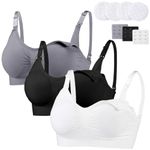 3 Pack Women’s Nursing Bra Wireless Seamless Maternity Bra Breastfeeding Bras Bralette Camisole Tops Sleeping Bras with Removable Pads