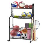 Arejonner Garage Garage Sports Equipment Organizer - Rolling Ball Storage Bin with Wheels and Rope Sports Equipment Organizer - Rolling Ball Storage Bin with Wheel
