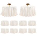 FXKS 10 Pack Satin Tablecloth 120 Inch Ivory Round Silky Satin Table Cover,Bright Silk Smooth Washable Table Cloth, Overlay Silky Table Cover for Wedding Party Banquet Event Dining Decoration