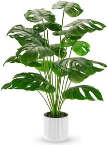 Der Rose 28" Fake Plants Large Artificial Monstera Faux Plants Indoor Tall for Outdoor Floor Front Porch Decor