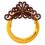 Sharpex Combo Of Hose Hanger And Hose Pipe For Garden, Car Bike Washing, Indoor Outdoor use, Hotel and Backyard - Heavy Duty Yellow Hose Water Pipe 10 Meter 0.5 Inch with Brown Wall Mount Hose Hanger