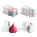 NICAVKIT 4Pcs Silicone Bubble Candle Molds Set for Candle Making,Bubble Cube Candle Mold, 3D Bubble Silicone Mold, Cake Mold for Soy Wax, Soap, DIY Scented Candle