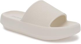 Joomra Pillow Slippers for Women and Men Non Slip Quick Drying Shower Slides Bathroom Sandals | Ultra Cushion | Thick Sole, Beige, 9-10 Women/7.5-8.5 Men