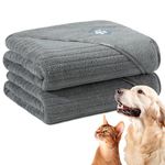 POLYTE Microfiber Quick Drying Pet Grooming Towel for Drying Dogs and Cats of All Breeds and Sizes 61 x 101.6 cm, 2 Pack