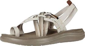 Teva Women's W Voya Strappy Leather Flip-Flop, Antiguous Birch, 11