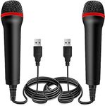 Drimoor 2Pack 13ft Wired USB Microphone for Rock Band, Guitar Hero, Let's Sing - Compatible with PS2, PS3, PS4, PS5, Switch, Wii, Wii U, Microsoft Xbox 360, Xbox One and PC