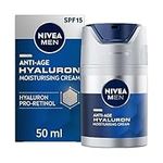 NIVEA MEN Anti-Age Hyaluron SPF15 Moisturising Cream (50ml), Anti-Wrinkle Face Cream with Hyaluronic Acid and Pro-Retinol, Visibly Reduces Deep Wrinkles and Firms Skin