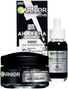 Garnier Air Cream AHA BHA Crema Facial Hidratante Matificante con Carbón 50ml + Garnier PureActive Sérum Anti Imperfecciones con Carbón y Niacinamida Tratamiento para Espinillas y Puntos Negros 30ml