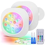 LyLmLe Submersible LED Pool Lights, 5.5" Waterproof RGBW Magnetic LED Pool Lights with Remote, Rechargeable USB-C Powered, Last Up to 40 Hours, Cordless Floating Light for Pools Bathtub Shower 2Pack
