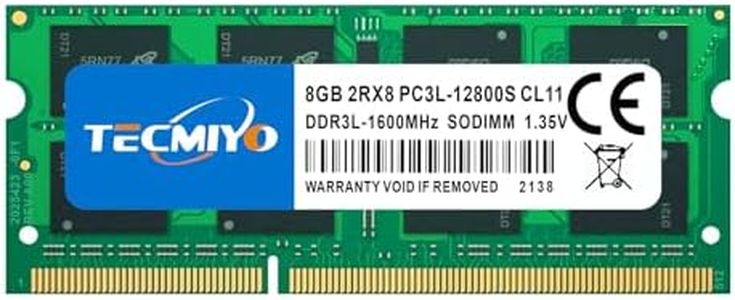 TECMIYO 8GB DDR3L 1600MHz PC3L-12800 Non ECC Unbuffered 1.35V CL11 2Rx8 Dual Rank 204 Pin SODIMM Laptop Notebook Computer Memory Ram Module Upgrade