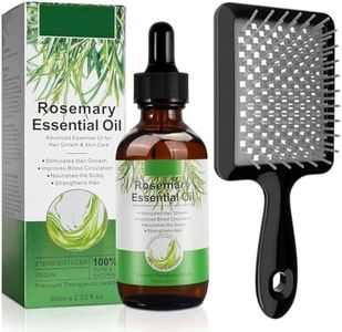 Olio di Rosmarino per Capelli Crescita e Pettine a cuscino d'aria, Rosemary Oil, 100% Puro olio rosmarino e Massaggio Pettine per capelli, uomini e donne Cura quotidiana dei capelli
