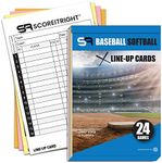 Score It Right Baseball/Softball Lineup Cards – 16 Player Book Format Lineup Cards for 24 Games – Flipbook Carbon Copy 4 Part Form – Time Saving and Practical Coaching Accessories