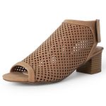 J. Adams Maddie Cutout Bootie - Adjustable Band Slip On Low Stacked Heel Shoes