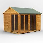 POWER High Grade Premium Apex Summer House Wooden Shed with Security Features, PVC Window Sills, Door & Window Flexibility, made from Extra Thick Timber