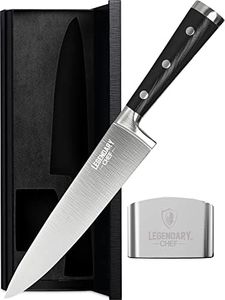 LEGENDARY CHEF Kitchen Knife, Chef Knife - 8 inch Cooking Knife, Sharp Knife - Meat Knife, Chefs Knife - German Steel, and Walnut Handle, Includes Finger Guard and Box