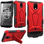 Ailiber Case for Cricket Debut, AT&T Calypso 2 (U319AA) Case Holster with Screen Protector, Swivel Belt Clip Holster with Kickstand, Heavy Duty Full Body Shockproof Phone Cover for Cricket Debut-Red