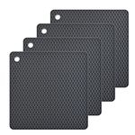 Smithcraft Silicone Trivet Pot Mat for Countertop Trivest Pads Heat Resistant Table Placemats 4 Pack,Size:7.5x7.5 Inch, Color: Grey, Shape:Square