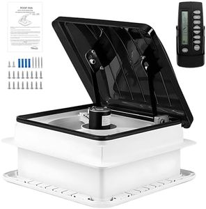 Pafessa 14" RV Roof Vent Fan w/LED Light - Rain Temperature System, Stepless Speed Regulation, 12V RV Bathroom Vent Fan Remote Control, Translucent Brown