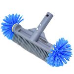 SWIMLINE HYDROTOOLS Pool 12.5 Inch Brush Head W/Strong 360 Degree Bristles Compatible with Poles for Inground & Above Ground Pools | Double Reinforced Neck | for Wall, Floor, Tiles, Steps, Corners