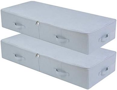 iwill CREATE PRO Pack of 2, 39.4 * 16.9 * 7", Folding Fabric& Plastic board Underbed Storage Bins with 3-side Open Zip Lid, Washable& Breathable, Light Gray