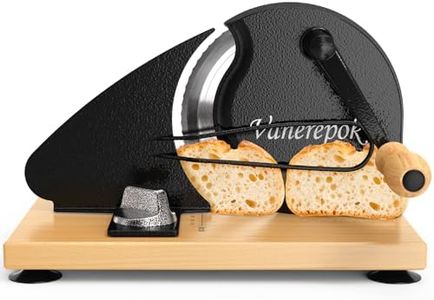 vanerepok Upgrade Manual Bread Slicer for Homemade Sourdough Bread, Classic Hand Crank Home Bread Slicer With Scale Line and Steel Fence, Sharp Blade, Adjustable Width for Homemade & Commercial Use