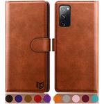 SUANPOT for Samsung Galaxy S20 FE case with [Credit Card Holder][RFID Blocking],PU Leather Flip Book Protective Cover Women Men for Samsung S20 FE Phone case Light Brown