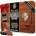 Deer & Oak Large Carbonised Cutting Board 38 x 25 x 2cm, Pre-Oiled Wooden Bamboo Chopping Board for Carving Meat, Fish, Vegetables, Fruits, Cheese, Bread