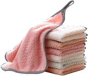 Dhruv Mart Cleaning Cloth, Coral Fleece Microfiber Dishcloth, Hangable Dish Washing Towels, Quick Dry Thicken Towel Rag Wipe for Kitchen and Bathroom Random Vary May (Pack of 4)