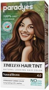 Paradyes Natural Brown Timeless Hair Tint, Permanent Crème Hair Colour for Natural-Looking Results, Complete Grey Coverage, Long-Lasting Formula Free from PPD, Ammonia, & Resorcinol, 4.0