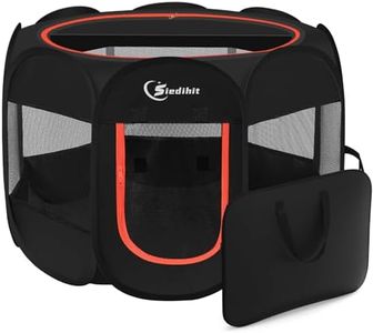 Dog Playpen, Puppy Pet Playpens Indoor for Large Dogs Tent Crates Cage Indoor/Outdoor, Portable Pop Up Dog Kennel Playpen with Carrying Case for Dogs/Cats/Rabbits, Removable Zipper Top, Black