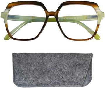 Mini Brille Lunettes pour Écran, Custodie per Occhiali Donna, Esagonale Colorato Verde, 2.5