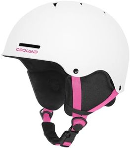 Odoland Ski Helmet Kids Snowboard Helmet, Shockproof and Windproof, Safety Snow Sports Helmet for Kids and Youth,White and Pink, XS