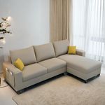 Casaliving Porto RHS 4 Seater L Shape Sofa Set for Living Room (Cream Fabric) Premium Velvet Fabric Sofa