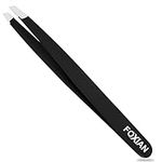 Foxian Tweezers for Facial Hair Women Stainless Steel Eyebrow Tweezers Slanted Tip for Accurate & Precise Grooming of Eyebrows Professional Tweezers for Men