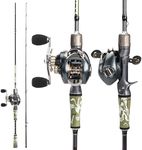 Sougayilang Fishing Rod and Reel Combo, Baitcasting Combo,30 Ton + 24 Ton Carbon Fiber 2 Pieces Fishing Poles with Baitcaster Reel,SuperPolymer Handle