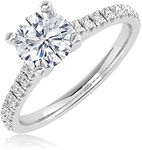 0.5 Carat t.w. LAB GROWN Round Cut Diamond Prong Set Solitaire Diamond Engagement Ring Band in 14K White Gold (G-H Color VS1-VS2 Clarity)