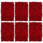 BLOSMON Artificial Flower Wall Hydrangea Decoration 6 Pcs Red Fake Flowers Panel Silk Plastic Floral Arrangements Backdrop Screening Walls for Outdoor Indoor Wedding Home Room Party Balcony Decor