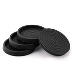 4PCS Furniture Caster Cups, 2.5inch Round Furniture Coasters Rubber Furniture Feet Chair Leg Caps Non-Slip Furniture Pads Floor Protectors for Bed Cabinet Sofa Chair Table Piano (Black)