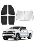 Canvcle Sunshades for GMC Sierra 1500 2500 3500 2019-2024 2025 Accessories Windshield Sun Shade Side Rear Window Shade Cover Sun Visor Shield Privacy Protection Keep Vehicle Cool Black 5PCS