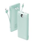 VRURC Portable Charger Built-in Cables and AC Wall Plug, USB C Power Bank 10000mAh, [2024 Upgraded Version] Phone Charger Compact Lightweight External Battery Pack for Smart Phones, Tablets etc-Green