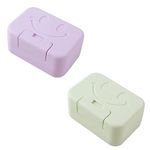 2Pcs Soap Dish with Lid Smile Soap Box Plastic Travel Soap Case Waterproof and Leakproof Soap Container Keep Soap Dry Home Outdoor for Shower Bathroom Shower Travel and Kitchen - Green + Purple