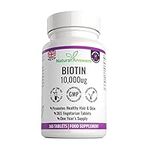 365 Biotin Hair Growth Tablets (1 Years Supply) - Vegetarian 10,000UG Vitamin B7 Supplements for Men and Women, Healthy Hair, Skin & Nails Support - UK Manufactured