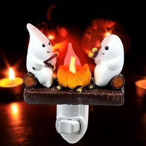 Easter Basket Stuffers, Ghost Campfire Flickering Night Light, Ghosts Campfire Flicker Flame Halloween Nightlight, 3D LED Campfire Night Light, Halloween Nightlight Indoor Figurine Lamps Decorations